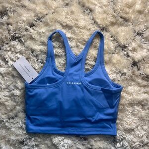 🩵 Gold Hinge Marina Blue Racerback Crop Tank Top